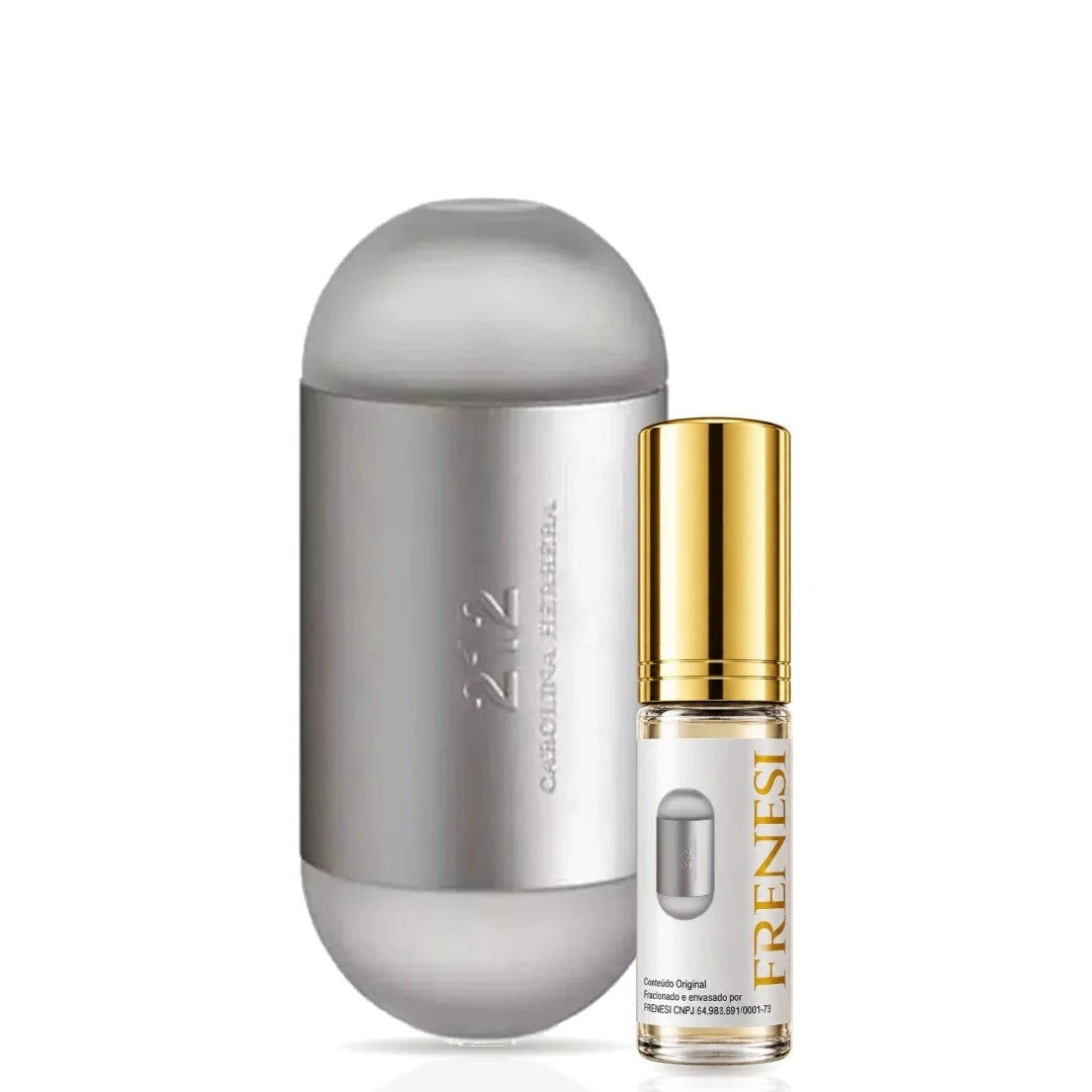 212 NYC Eau de Toilette, de Carolina Herrera, ao lado do decant da Frenesi