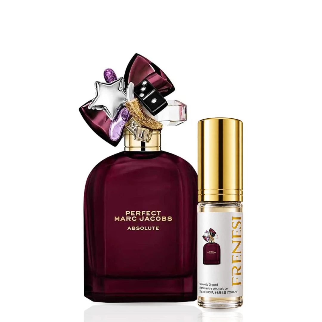 Perfect Absolute Eau de Parfum, de Marc Jacobs, ao lado do decant da Frenesi