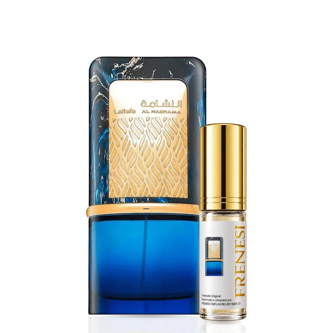 Al Nashama Caprice Eau de Parfum, de Lattafa, ao lado do decant da Frenesi