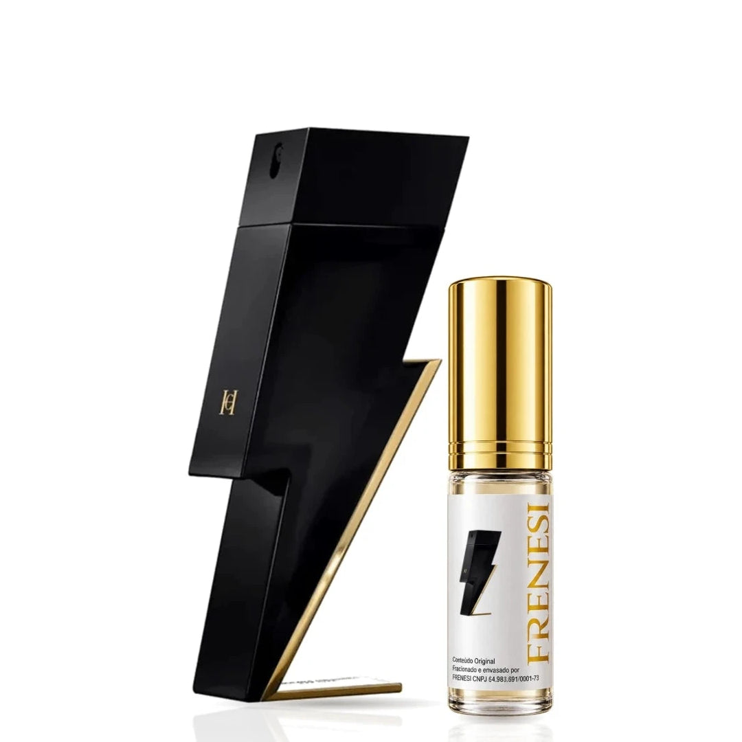Bad Boy Eau de Toilette, de Carolina Herrera, ao lado do decant da Frenesi