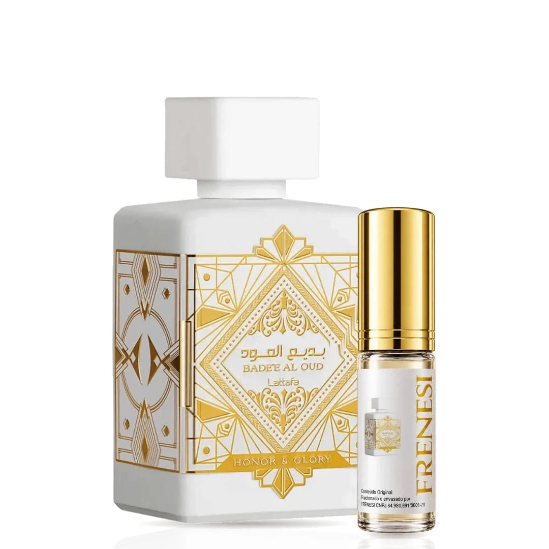 Bade'e Al Oud Honor & Glory Eau de Parfum, de Lattafa, ao lado do decant da Frenesi
