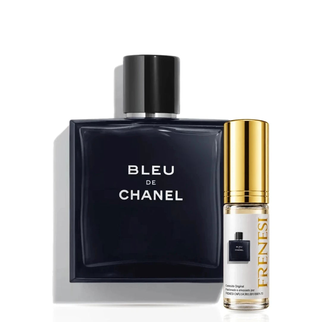 Bleu de Chanel Eau de Toilette, de Chanel, ao lado do decant da Frenesi