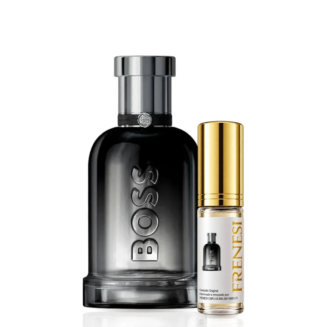 Boss Bottled Beyond Eau de Parfum, de Hugo Boss, ao lado do decant da Frenesi