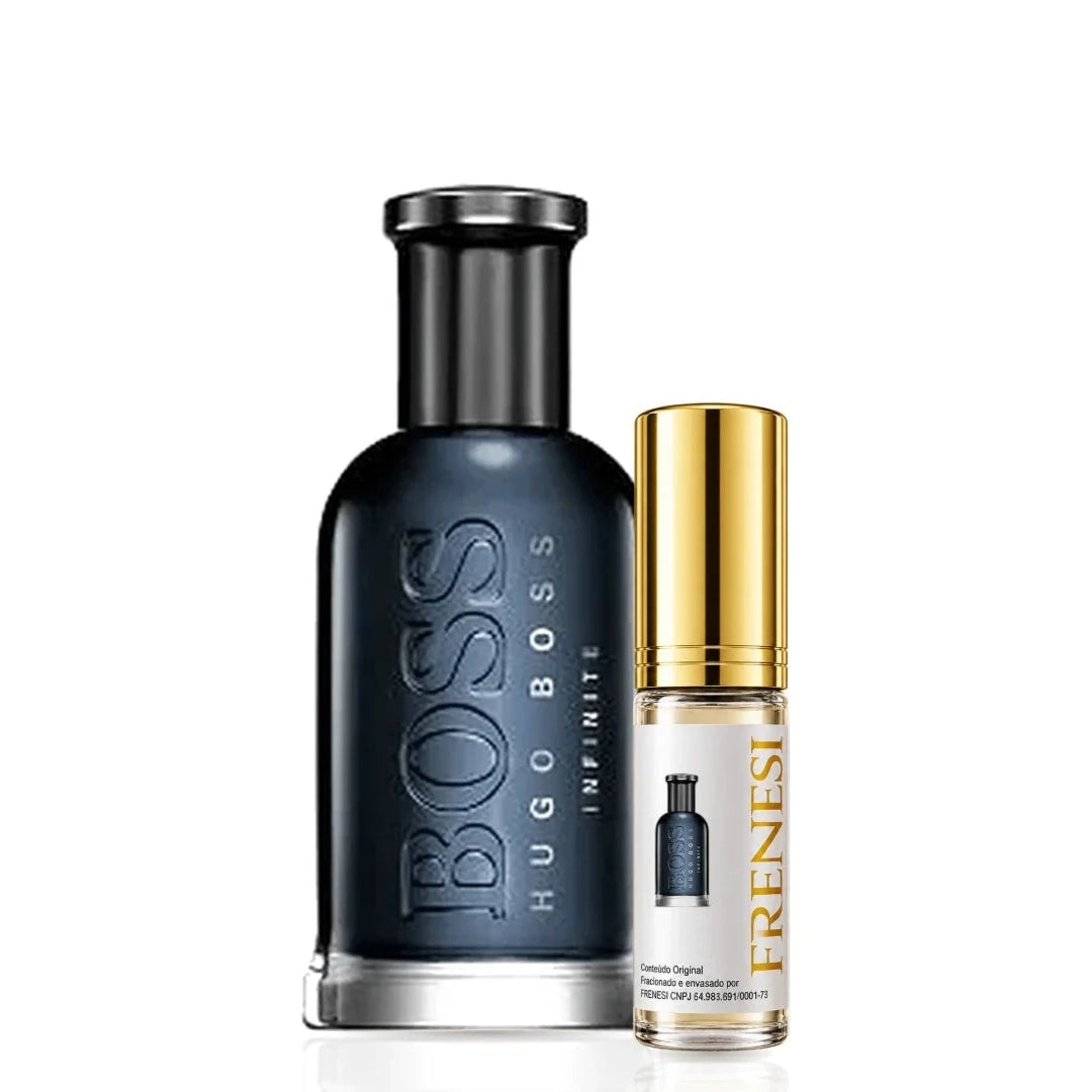 Boss Bottled Infinite Eau de Parfum, de Hugo Boss, ao lado do decant da Frenesi