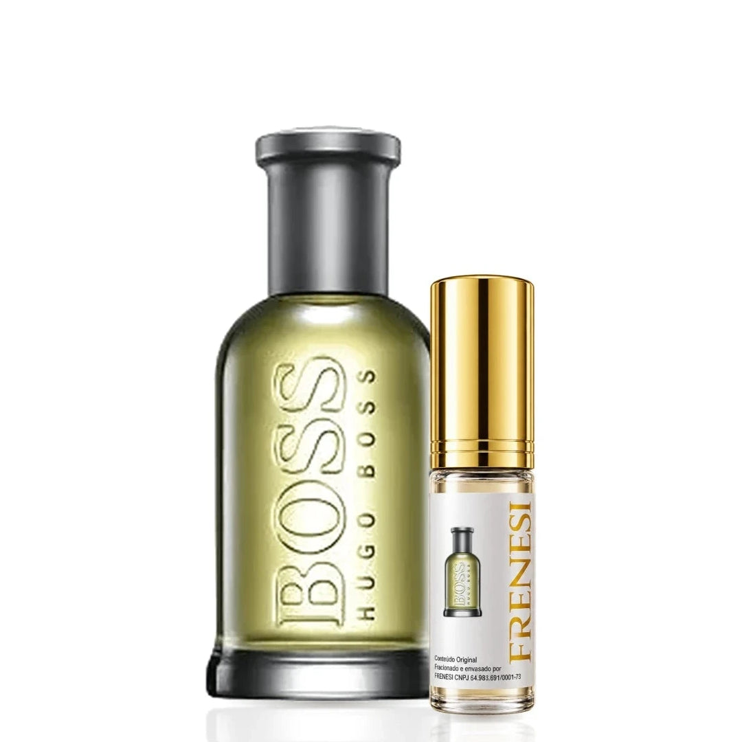 Boss Bottled Eau de Toilette, de Hugo Boss, ao lado do decant da Frenesi