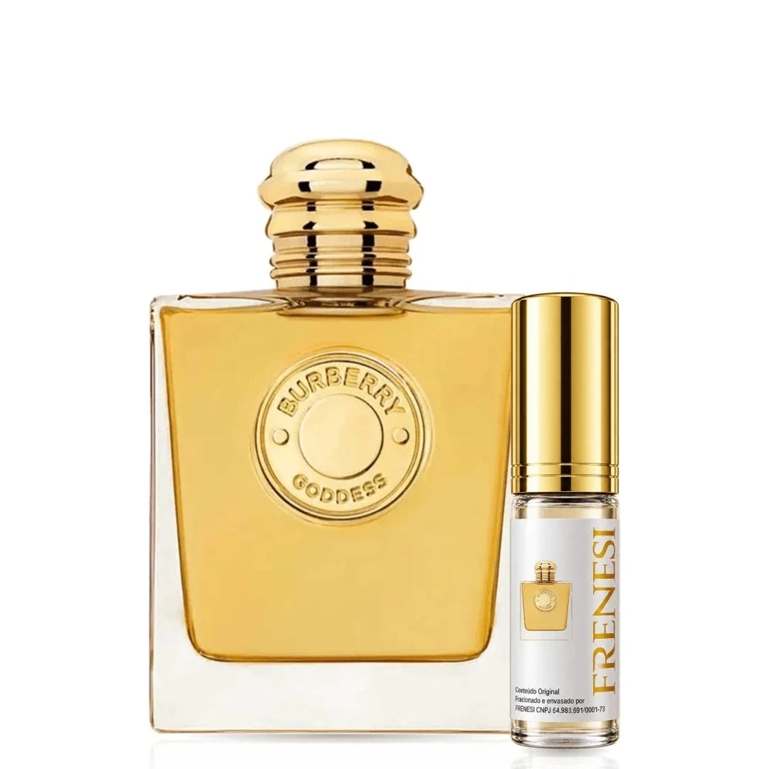 Burberry Goddess Eau de Parfum Intense, de Burberry, ao lado do decant da Frenesi