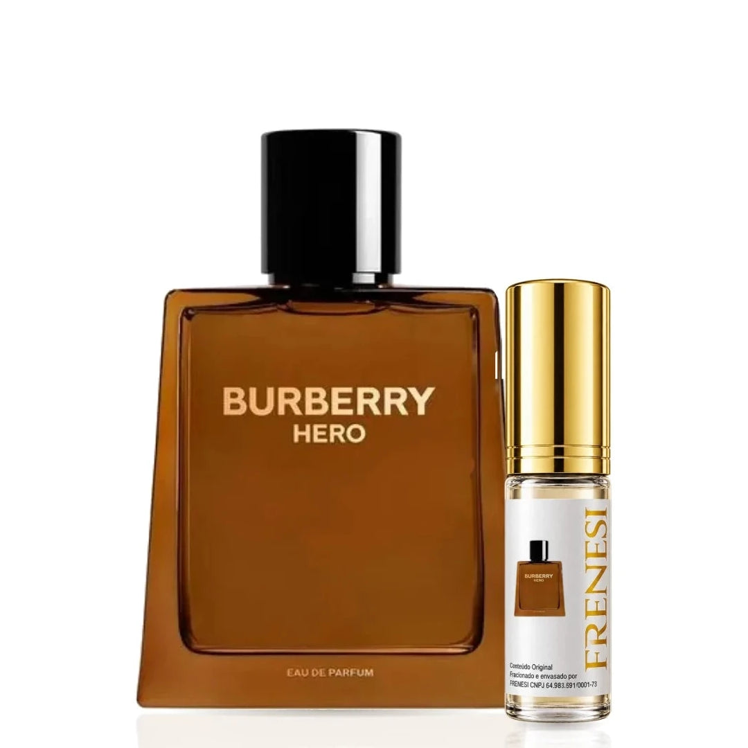 Burberry Hero Eau de Parfum, de Burberry, ao lado do decant da Frenesi