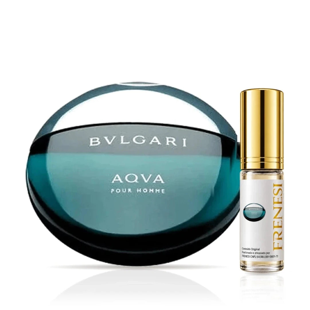 Bvlgari Aqva Eau de Toilette, de Bvlgari, ao lado do decant da Frenesi