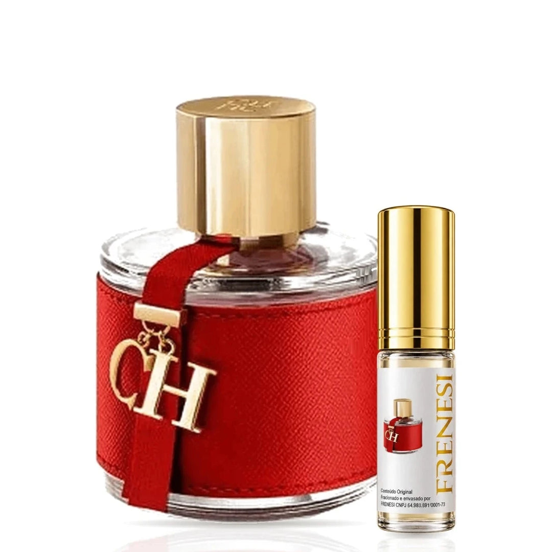 CH Eau de Toilette, de Carolina Herrera, ao lado do decant da Frenesi