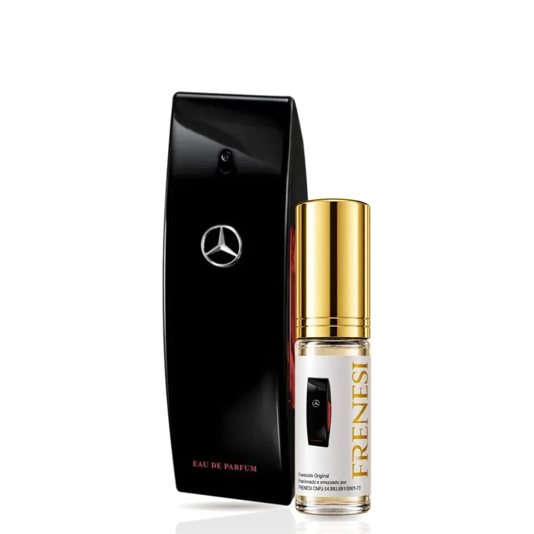 Club Black Eau de Parfum, de Mercedes Benz, ao lado do decant da Frenesi