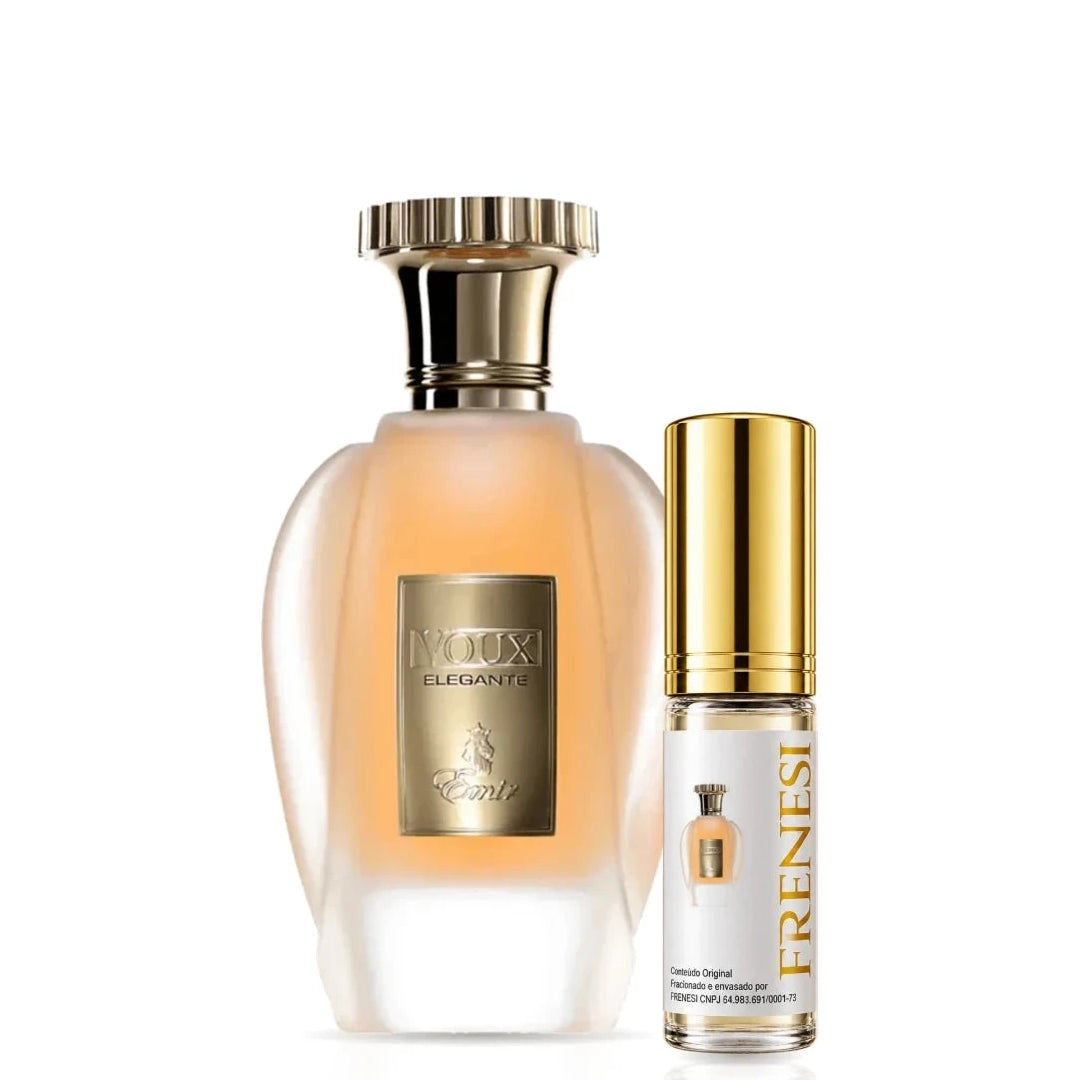 Emir Voux Elegante Eau de Parfum, de Paris Corner, ao lado do decant da Frenesi