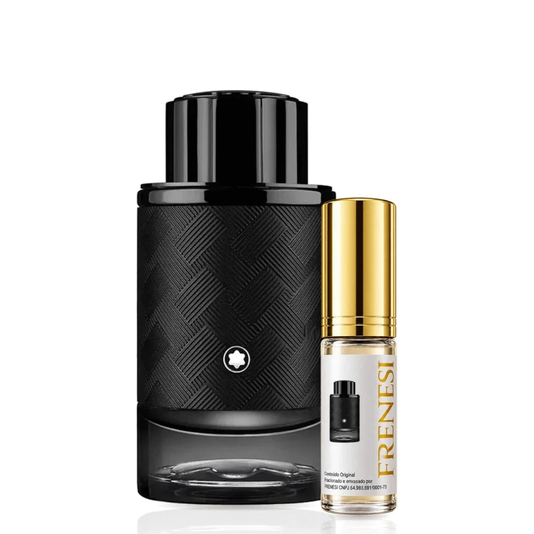 Explorer Extreme Parfum, de Montblanc, ao lado do decant da Frenesi