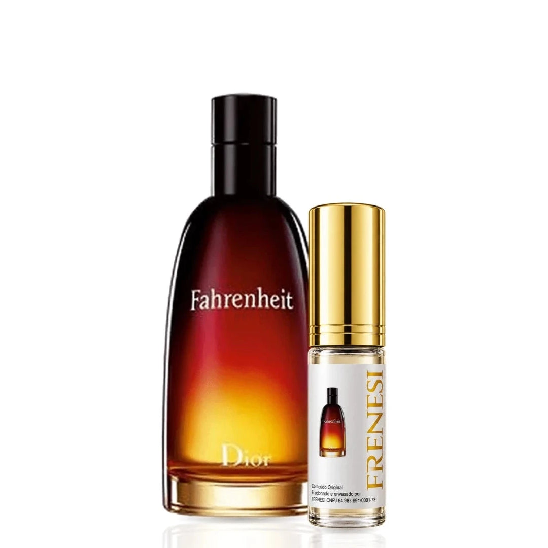 Fahrenheit Eau de Toilette, de Dior, ao lado do decant da Frenesi