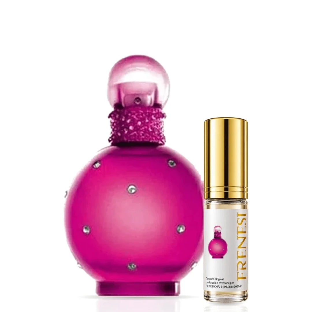 Fantasy Eau de Parfum, de Britney Spears, ao lado do decant da Frenesi