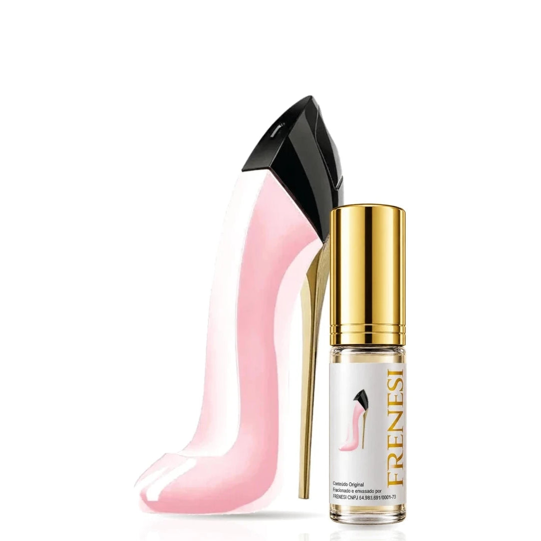 Good Girl Blush Eau de Parfum, de Carolina Herrera, ao lado do decant da Frenesi