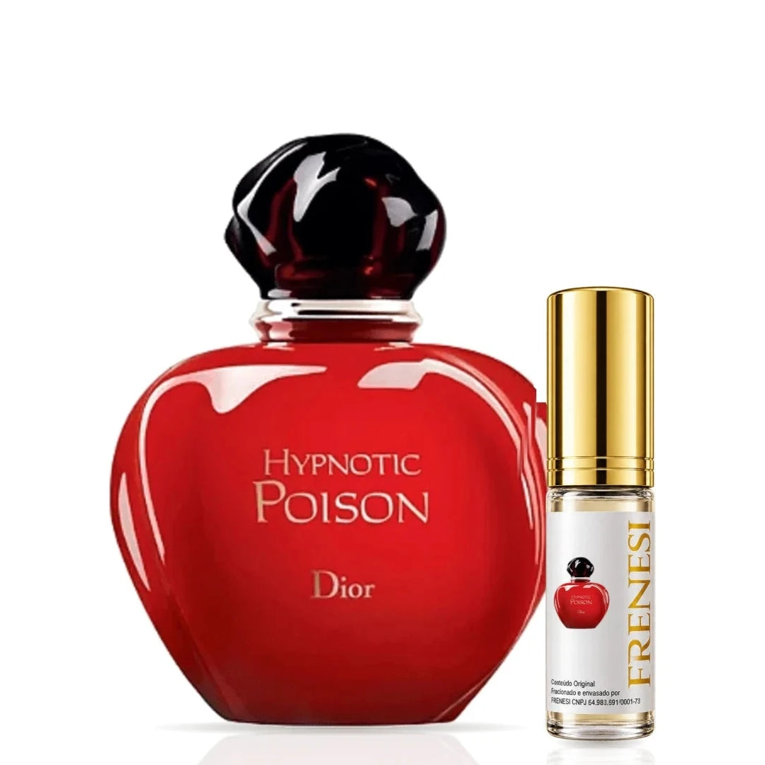 Hypnotic Poison Eau de Toilette, de Dior, ao lado do decant da Frenesi