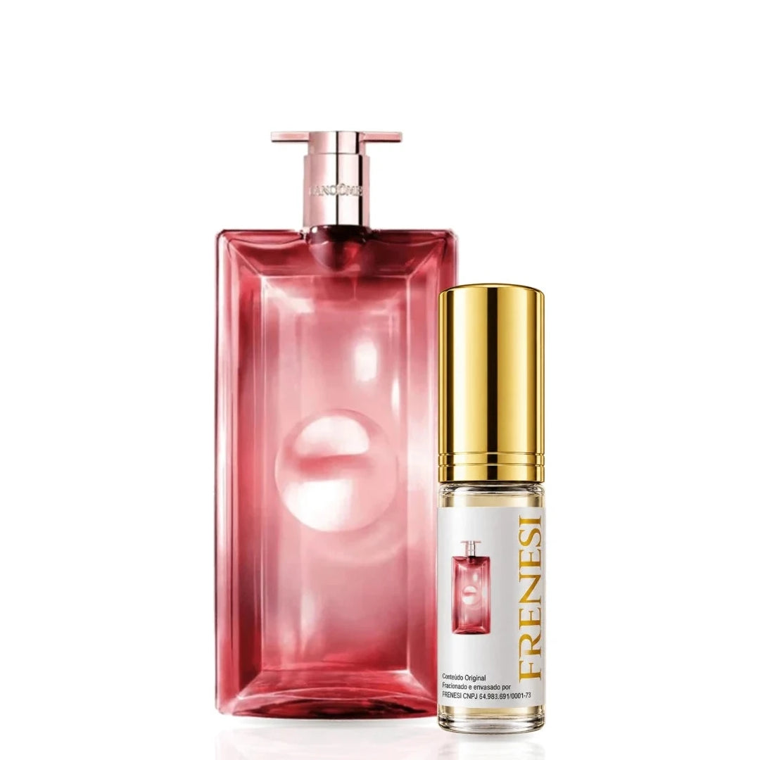 Idôle Power Eau de Parfum, de Lancôme, ao lado do decant da Frenesi