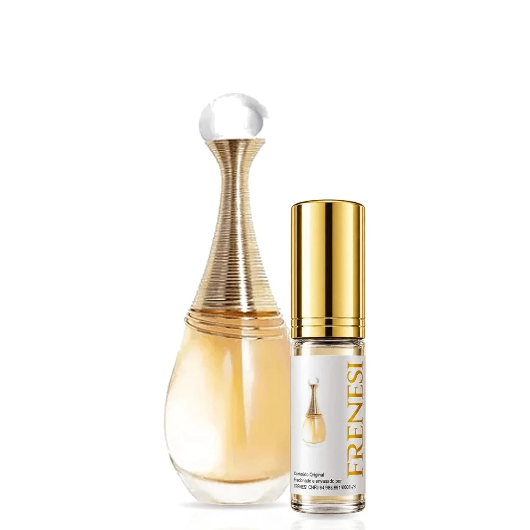 J'adore Eau de Parfum, de Dior, ao lado do decant da Frenesi