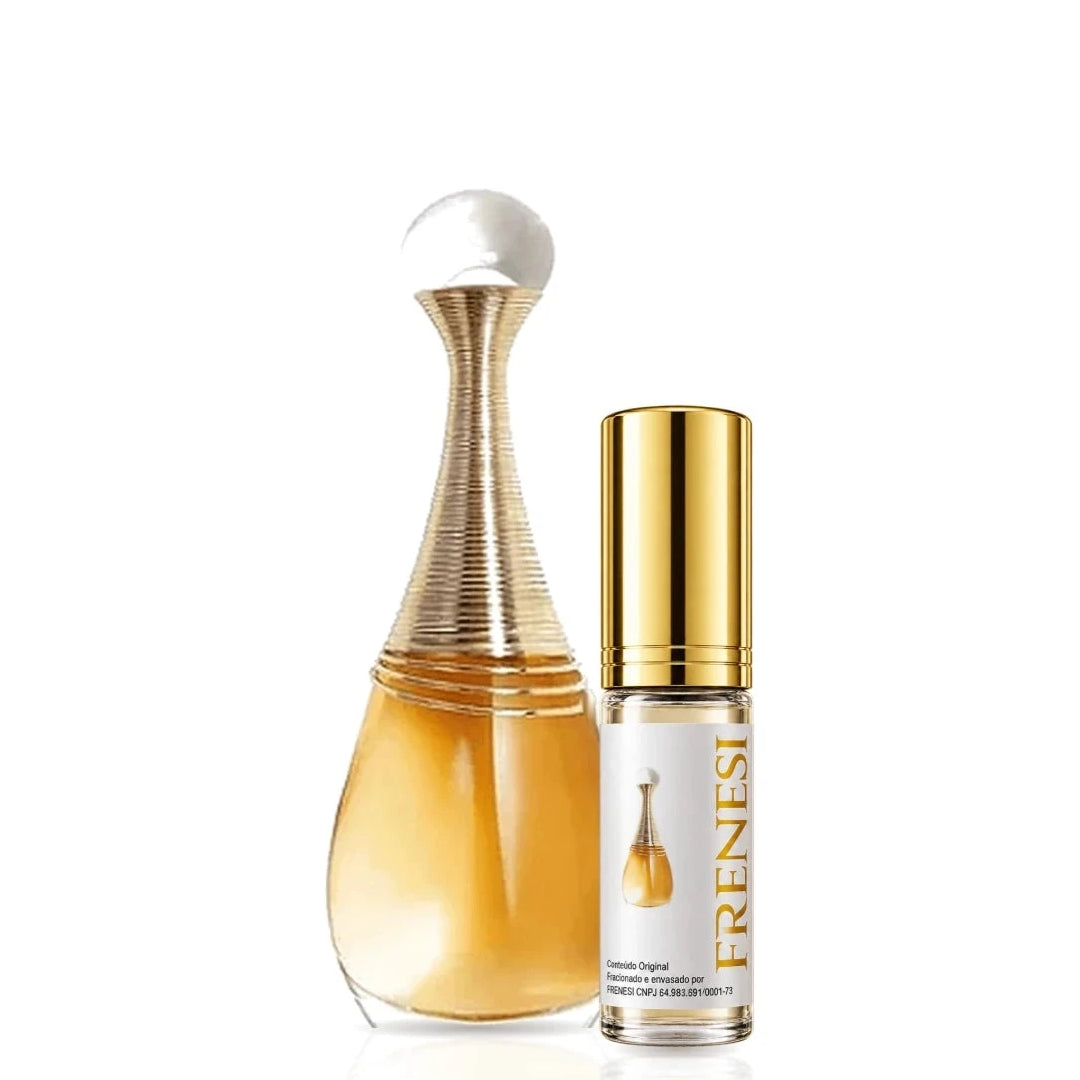 J’adore Infinissime Eau de Parfum, de Dior, ao lado do decant da Frenesi