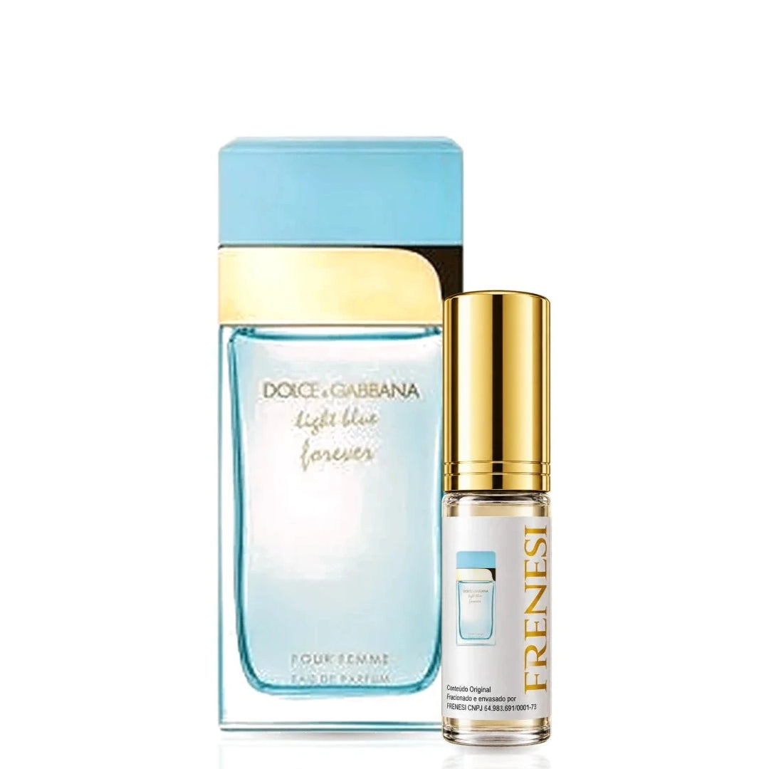 Light Blue Forever Eau de Parfum, de Dolce&Gabbana, ao lado do decant da Frenesi