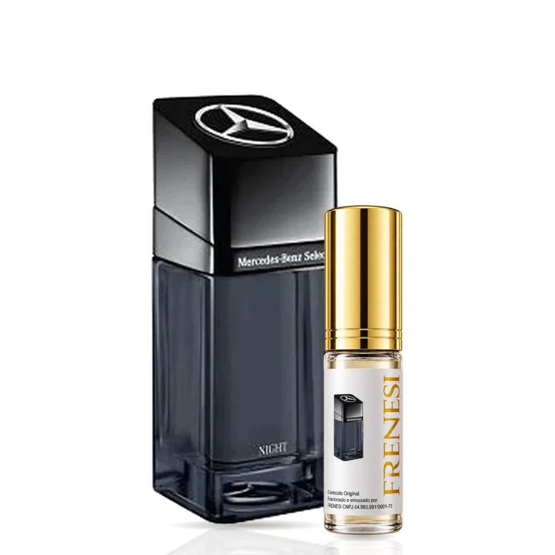 Mercedes Benz Select Night Eau de Parfum, de Mercedes Benz, ao lado do decant da Frenesi
