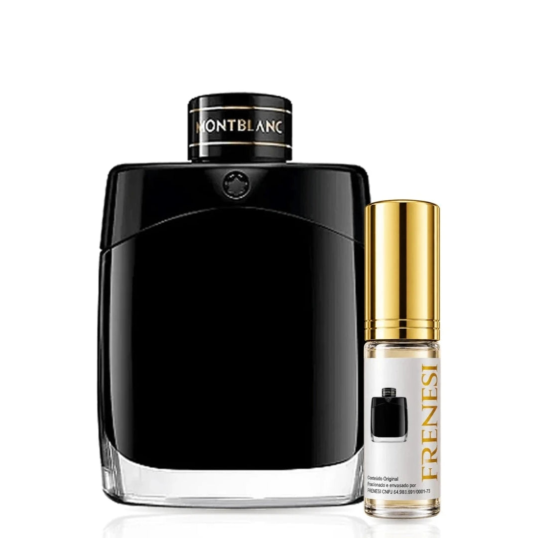 Montblanc Legend Parfum, de Montblanc, ao lado do decant da Frenesi