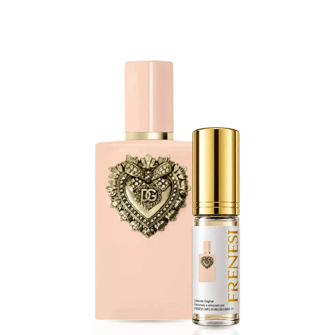 My Devotion Eau de Parfum Intense, de Dolce&Gabbana, ao lado do decant da Frenesi