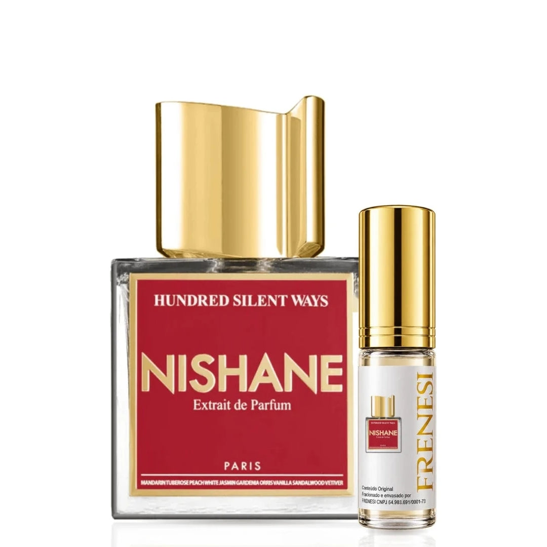 Nishane Hundred Silent Ways Extrait de Parfum, de Nishane, ao lado do decant da Frenesi
