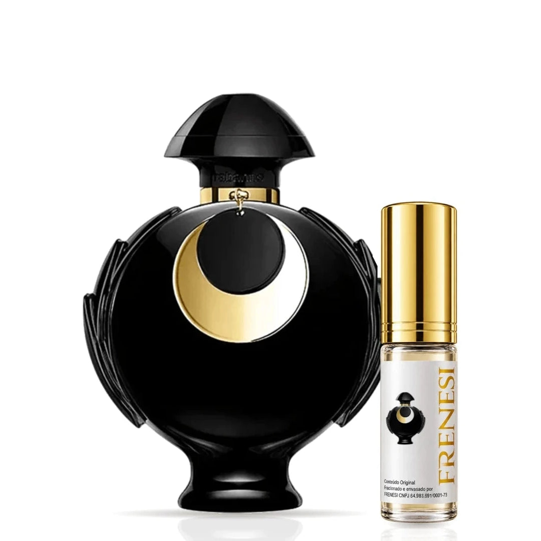 Olympéa Absolu Parfum, de Paco Rabanne, ao lado do decant da Frenesi