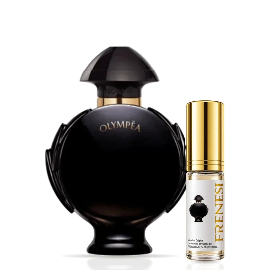 Olympéa Parfum, de Paco Rabanne, ao lado do decant da Frenesi