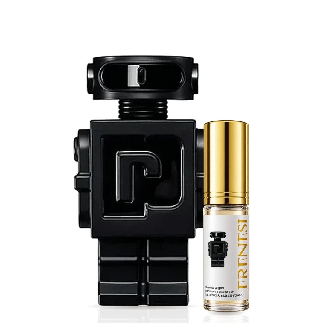 Phantom Parfum Eau de Parfum, de Paco Rabanne, ao lado do decant da Frenesi