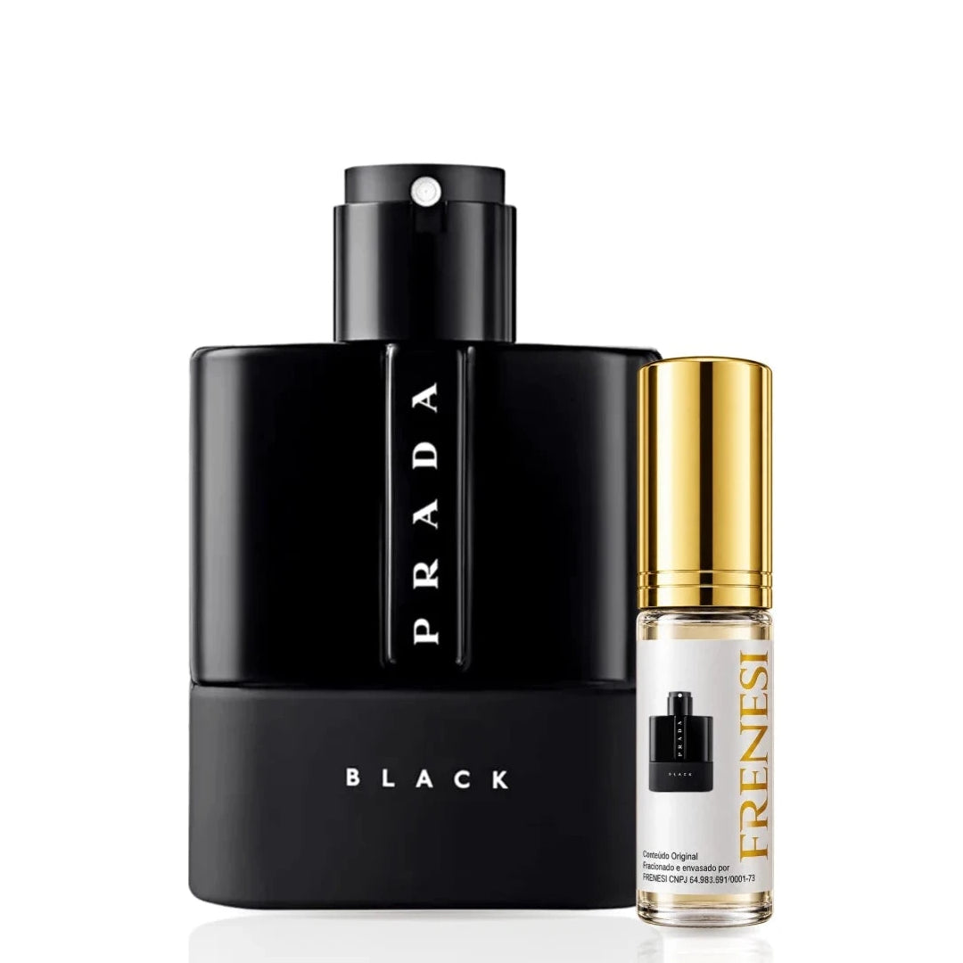 Prada Luna Rossa Black Eau de Parfum, de Prada, ao lado do decant da Frenesi