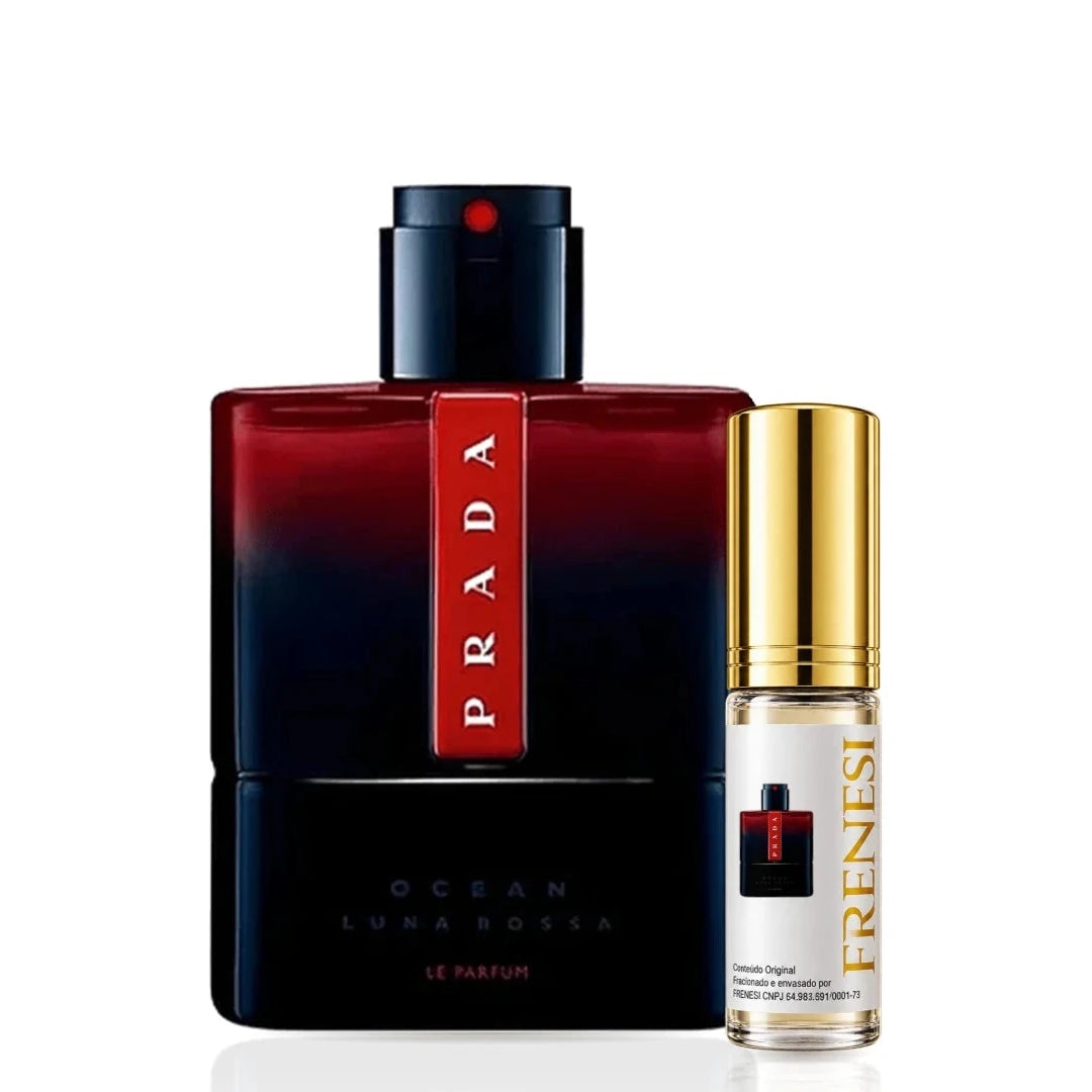 Prada Luna Rossa Ocean Le Parfum Eau de Parfum, de Prada, ao lado do decant da Frenesi