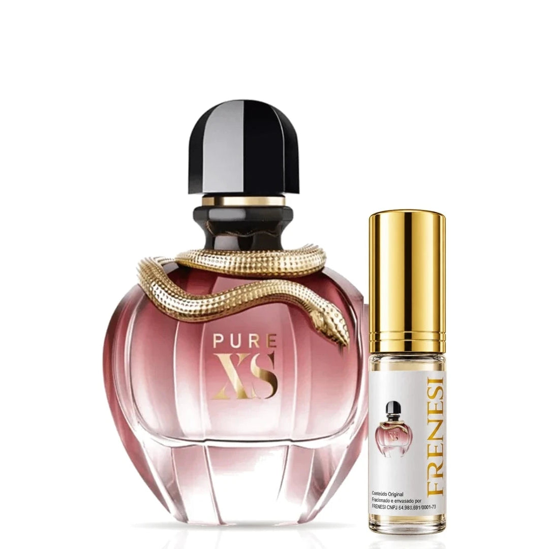 Pure XS Eau de Parfum, de Paco Rabanne, ao lado do decant da Frenesi