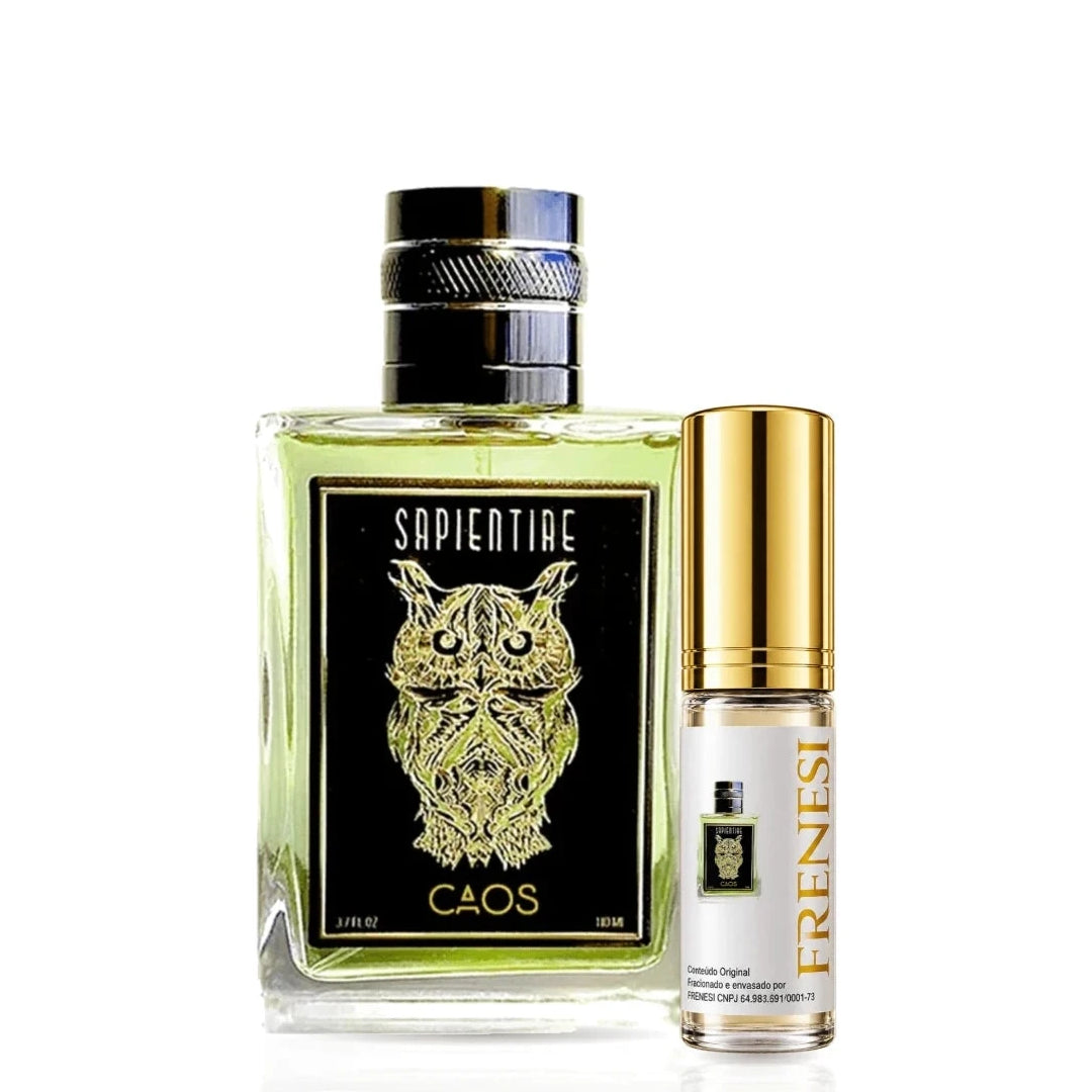 Sapientiae Niche Caos Extrait de Parfum, de Sapientiae Niche, ao lado do decant da Frenesi