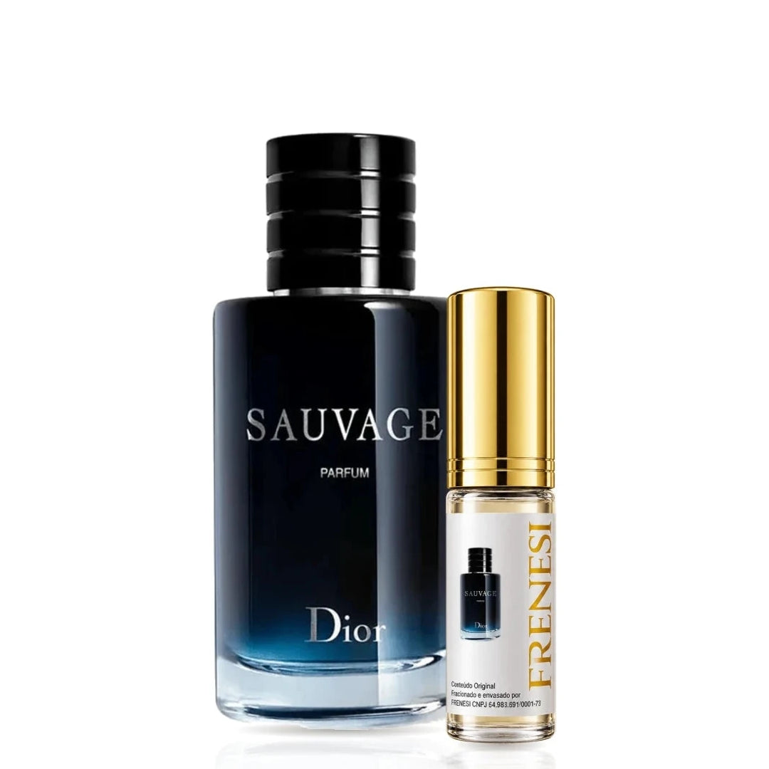 Sauvage Parfum, de Dior, ao lado do decant da Frenesi