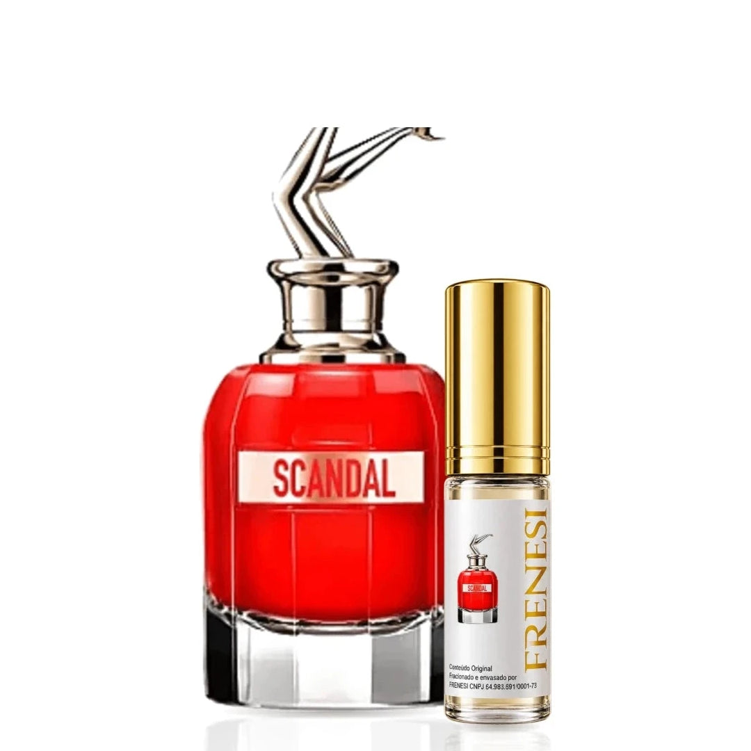 Scandal Le Parfum Eau de Parfum, de Jean Paul Gaultier, ao lado do decant da Frenesi