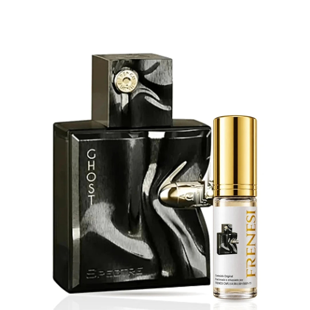 Spectre Ghost Eau de Parfum, de French Avenue, ao lado do decant da Frenesi