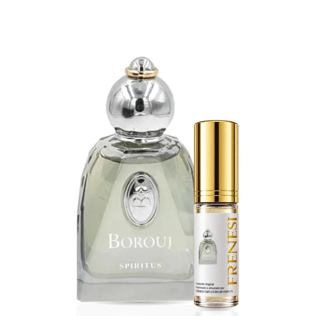 Spiritus Borouj Eau de Parfum, de Borouj, ao lado do decant da Frenesi