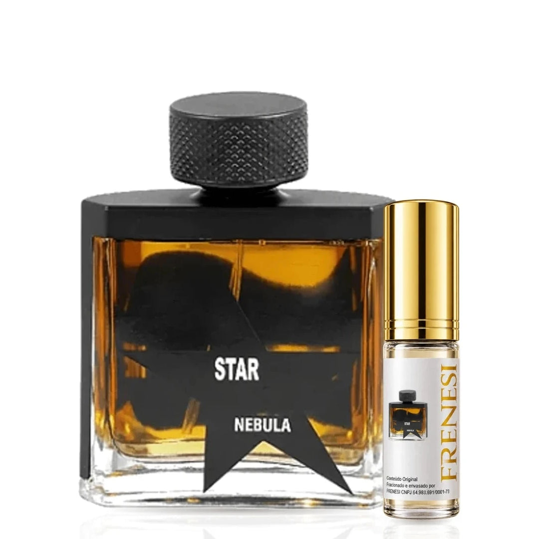Star Men Nebula Eau de Parfum, de Fragrance World, ao lado do decant da Frenesi