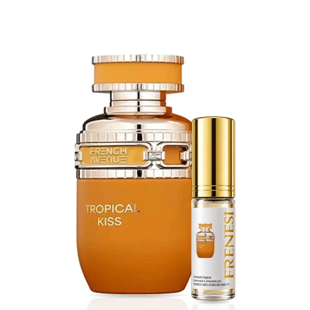 Tropical Kiss Eau de Parfum, de French Avenue, ao lado do decant da Frenesi