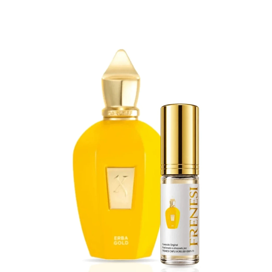 Xerjoff Erba Gold Eau de Parfum, de Xerjoff, ao lado do decant da Frenesi