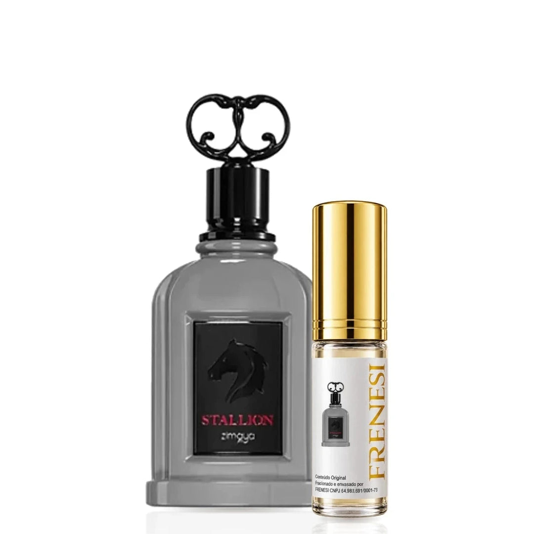 Zimaya Stallion Eau de Parfum, de Afnan, ao lado do decant da Frenesi
